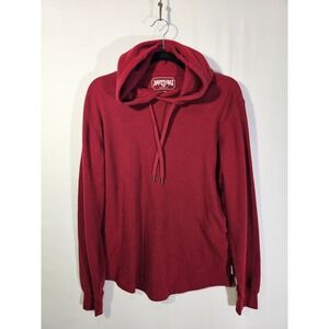 American Eagle Mens Waffle Knit Thermal Hoodie Burgundy Red Long Sleeve Small